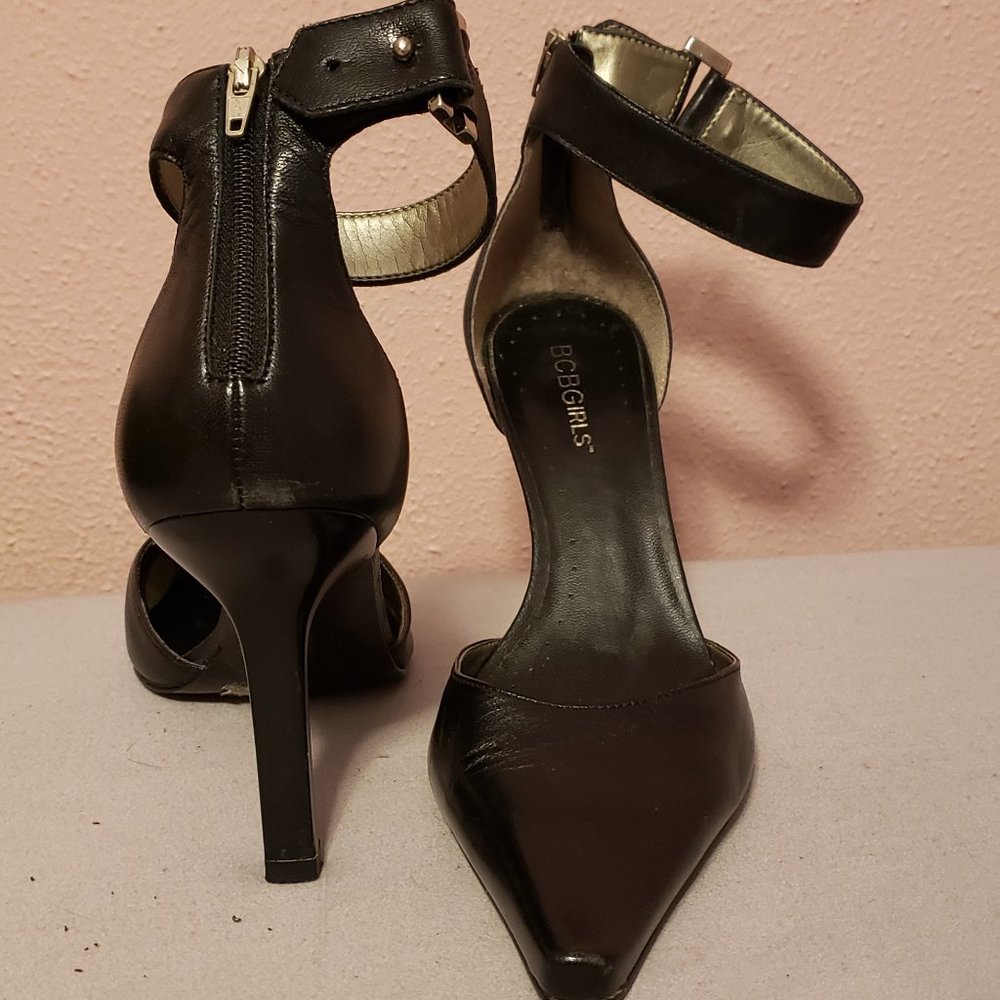 BCBGirls Black Ankle Strap heels 7.5